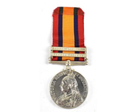 A QSA medal awarded to 7290 Pte G. Nelms, Royal Army Medical Corps, with Defence of Ladysmith and Tugela Heights bars, with f