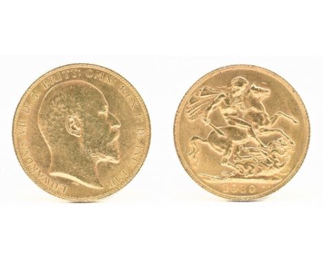 A Edward VII full sovereign, 1910.Additional InformationLight wear but good condition.