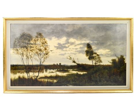 EDOUARD DALIPHARD (1833-1877); oil on canvas, landscape at dusk, signed lower left, 47 x 87cm, framed.Additional InformationL