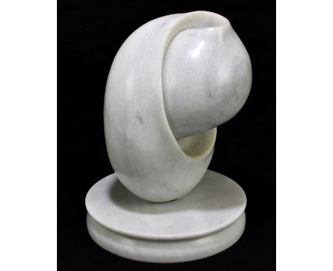 DAVID KEMP; a contemporary marble sculpture on circular plinth base, impressed silvered mark, height 30cm. (D)Additional Info