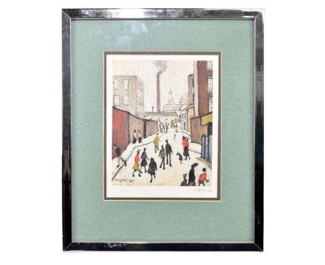 LAURENCE STEPHEN LOWRY RBA RA (1887-1976); pencil signed limited edition print, 'Street Scene', Fine Art Trade Guild stamp EH