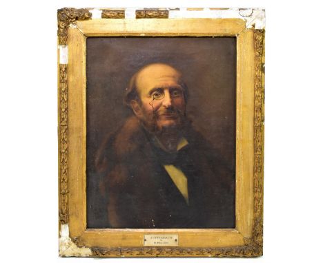 ATTRIBUTED TO MEILLIERE; oil on canvas, portrait study of J. Offenbach, unsigned, 43 x 33cm, framed (frame af).