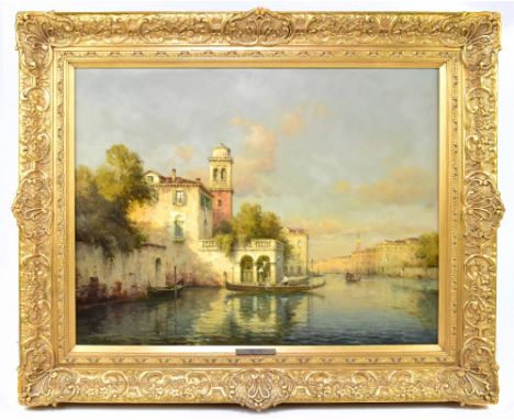 ANTOINE BOUVARD (1870-1956); oil on canvas, 'A Venetian Canal', signed lower left , 49 x 64cm, in an ornate gilt frame. (D)


