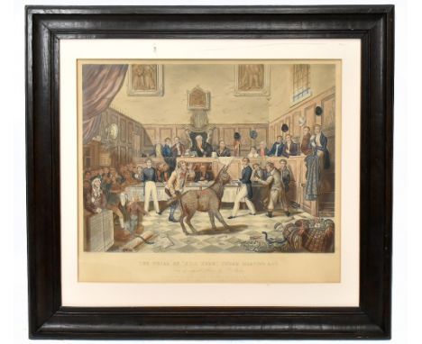 AFTER CHARLES HUNT; hand coloured aquatint, 'The Trial of Bill Burn Under Martin's Act', published by Ackermann &amp; Co., 49
