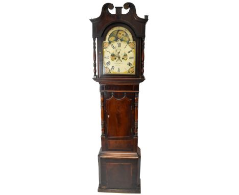 W.B. CORNFORTH MACCLESFIELD; a 19th century mahogany cased eight day longcase clock, the painted dial set with rolling moon a