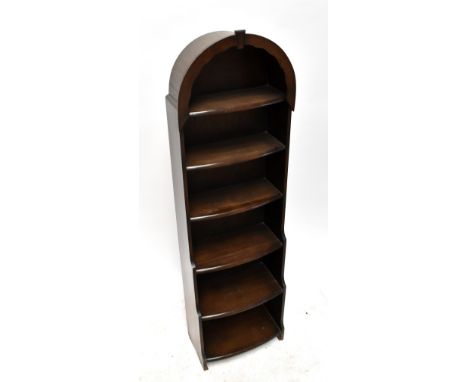 A 1940s oak dome topped bookcase, with six shelves, height 151cm.&nbsp;Additional InformationGeneral light scuffs and knocks 