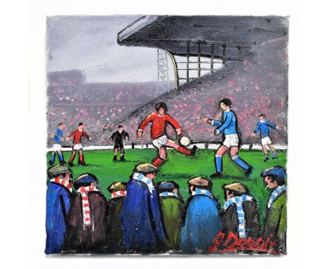 JAMES DOWNIE (born 1949); oil on canvas, 'The Match', signed lower right, 30 x 30cm, unframed. (D)Additional InformationGood 