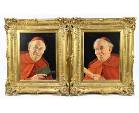 OSCAR EICHINGER (Austrian, 1922); pair of oils on board, 'Cardinal', signed, 26 x 20cm, in ornate gilt frames.Additional Info