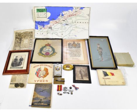 WWI AND WWII INTEREST; a collection of assorted ephemera including British and Commonwealth identity discs, mathematics pocke