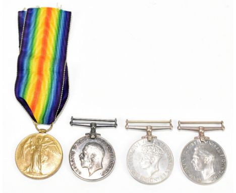 Two WWI medals awarded to GNR.J.MATHER.R.A, also two WWII Defence medals (4).Additional InformationTwo WWII medals and the si