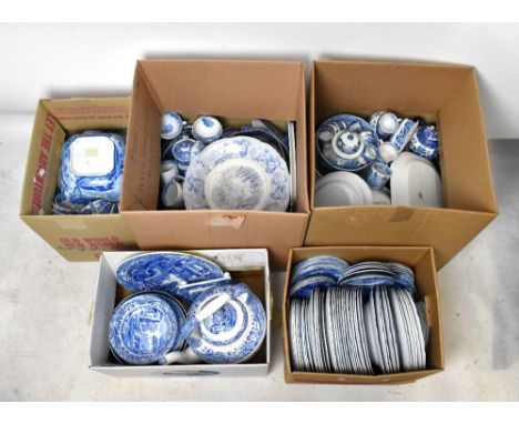 A very large collection of mainly 20th century blue and white Spode including plates, teapots and bowls, etc.