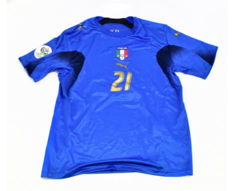 ANDREA PIRLO; a Puma 2006 Italy shirt, signed to the reverse, size XL.Additional InformationCreasing and light general wear, 