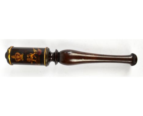 A Georgian painted rosewood tipstaff, painted with a crown above a lion and initials 'CR', length 31cm.Additional Information