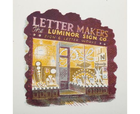 Eric Ravilious (1903 - 1942), colour lithograph, The Letter Maker, image 16cm x 14cm, mounted, from Signature 5, its first pu