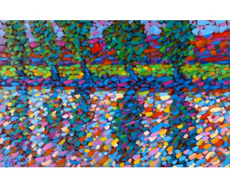 Paul Stephens, oil on board, dappled light on river, inscribed verso, 40cm x 60cm, framedGood condition 