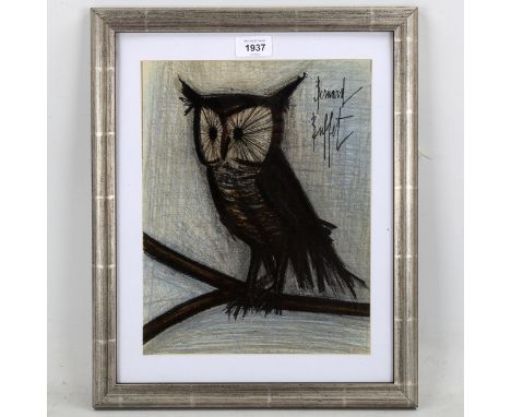 Bernard Buffet, original lithograph, The Little Owl, circa 1965, 31cm x 24cm, framedGood condition 