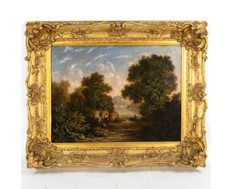 R Woodley-Brown, oil on canvas, gypsy encampment, signed verso, dated 1848, 30cm x 40cm, framedGood original condition, not r