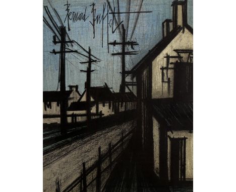 Bernard Buffet, original lithograph, The Little Village, circa 1965, 31cm x 24cm, framedGood condition 