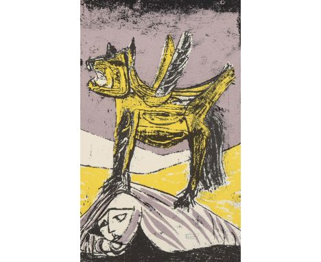 Robert Colquhoun (1914 - 1962), lithograph, Cat (from Poems of Sleep and Dreams), printed by W S Cowell 1947, mountedGood con