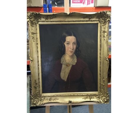 A framed oil painting on canvas mid Victorian Portrait study of Mrs Anne Hill. Artist unattributed the reverse with typed lab