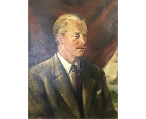 An unframed portrait of Gentleman mid 20th century Indistinctly signed and dated 1950. 64x77cm