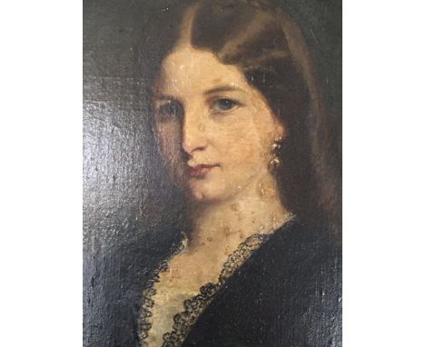 A framed Victorian portrait oil on canvas in an oval gilt frame. Unknown showing resemblance to young Princess Alexandra of D