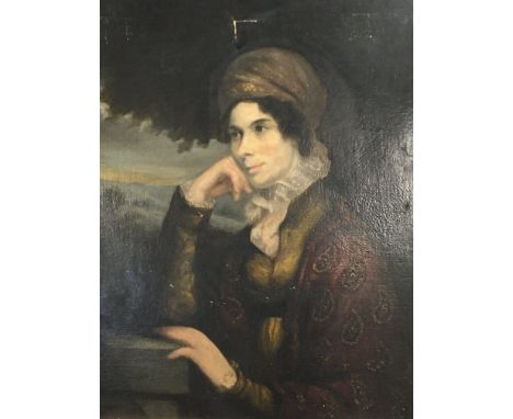 An unframed oil paintings on canvas. Portrait of a lady unsigned and unattributed. 64x76cm
