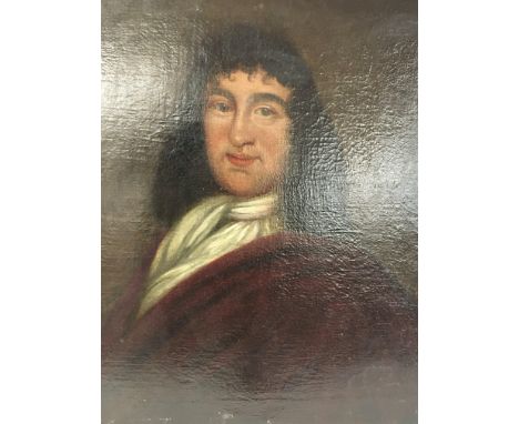 An unframed oil painting 18th century portrait of a Gentleman unsigned and unattributed. 60x66cm and a framed late 18th centu
