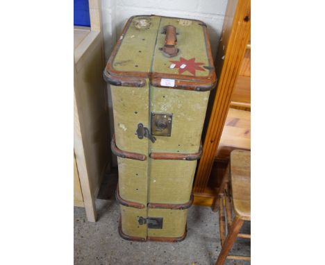 VINTAGE WOOD BOUND STEAMER TRUNK