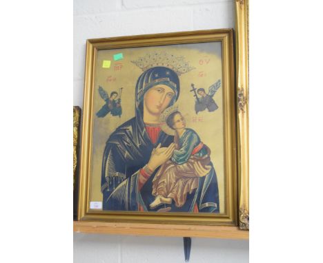 RELIGIOUS ICON STUDY, COLOURED PRINT, 41 X 53CM, FRAMED AND GLAZED