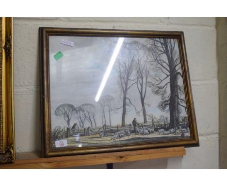 COLOURED PRINT, "AWAKENING SPRING", 39 X 50CM, FRAMED AND GLAZED