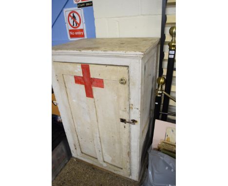 VINTAGE PAINTED PINE SINGLE DOOR CABINET, 80CM WIDE