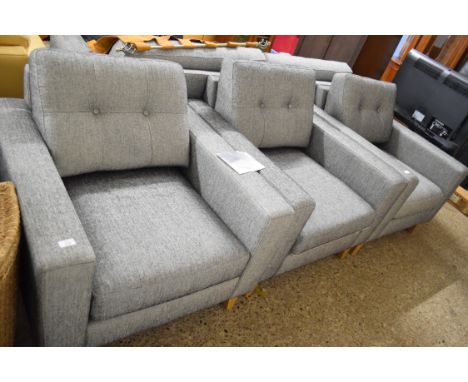 SITS FOUR-PIECE LOUNGE SUITE IN GREY FINISH FABRIC COMPRISING SOFA AND THREE ARMCHAIRS, SOFA 210CM WIDE (4)