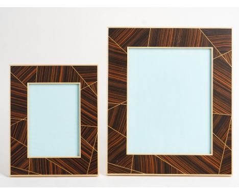 LINLEY; Two sycamore and Macassar ebony photograph framesModernOne 8x10", the other 6x4"The larger, 34.5cm x 29.5cm overall, 