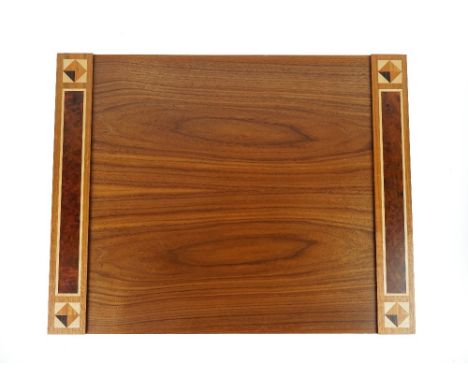 LINLEY; A wooden and marquetry inlaid desk blotter20th Centurystamped&nbsp; ‘LINLEY’59cm long; 46 cm wideCondition report:- A