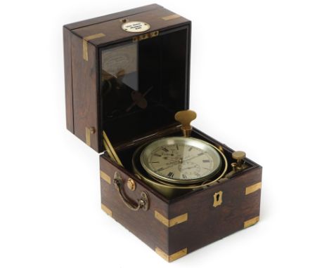 A rosewood and brass-bound two-day marine chronometerBy William Latch, Newport , Circa 1845the three piece case with associat