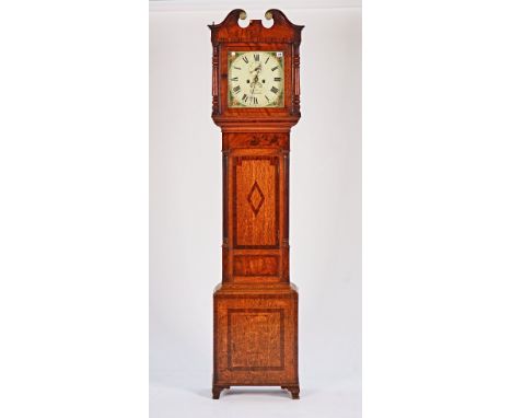 A George III mahogany and oak longcase clockThe white painted dial signed 'Worcester' (makers name indistinct), case and move