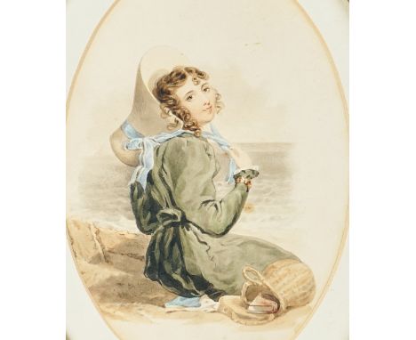 T*** Harper (British, exh. 1817-1843)The Beach, from the The Beauties of Brighton serieswatercolouroval, 24 x 16.5cmtogether 