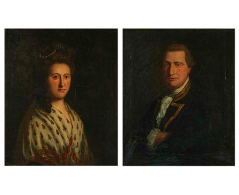 English School, 18th CenturyPortrait of Captain Cuthbert Baines R. N.; and a companion portrait of his wife, Lydia Baineseach