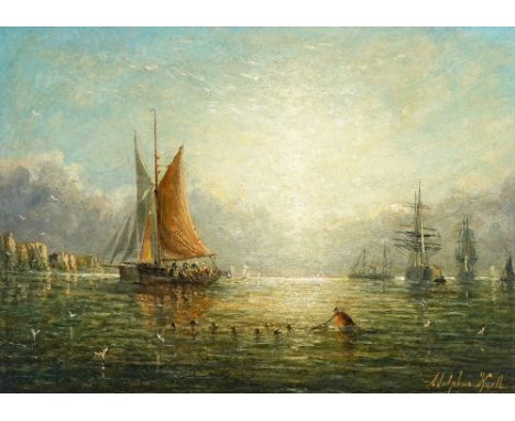 Adolphus Knell (Dutch, active 1860-1890)Fishing boats and other shipping at dawn; Fishing boats and other shipping at duska p