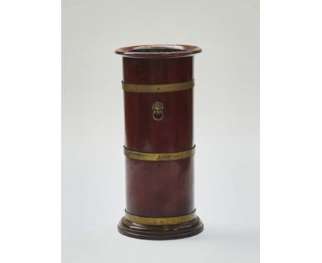 A Victorian mahogany cooper bound cylindrical stick standLate 19th Century31cm diameter; 86cm high