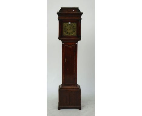 A George III oak longcase clockCirca 1770 and laterThe associated 10-inch dial with Roman chapter ring and cherub mask spandr