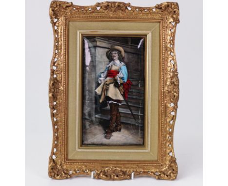 A painted enamel on copper plaqueProbably by Theophile Soyer,  late 19th/early 20th CenturyOf rectangular convex form, depict