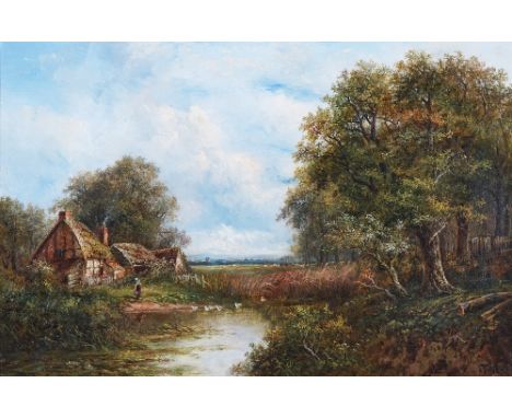Joseph Thors (British, 1835-1920)Cottage beside a pond signed 'J THORS' (lower right)oil on canvas41 x 62cmCondition reportCa