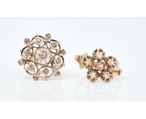 Two diamond rings (2)comprising; a rose diamond ring, in a pierced shaped circular design, mounted with the principal rose di