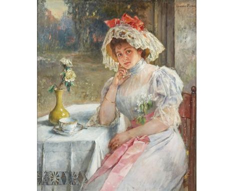 Constant Mayer (French, 1832-1911)Portrait of a seated ladysigned 'CONSTANT MAYER' (upper right)oil on canvas55 x 46cmConditi