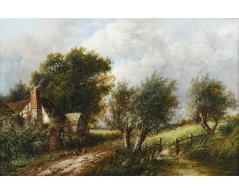 Joseph Thors (British, 1835-1920)Feeding the chickenssigned 'J THORS' (lower right)oil on canvas30.5 x 46cmCondition reportOr