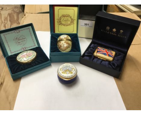 Halcyon days enamel boxes-Easter 1976 boxed with certificate, Valentines Day 1976 boxed with certificate, Roquette Family sha