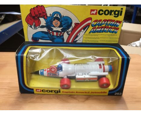 Corgi captain America Jetmobile No 263 boxedCondition report: Very good condition-some lwear to box