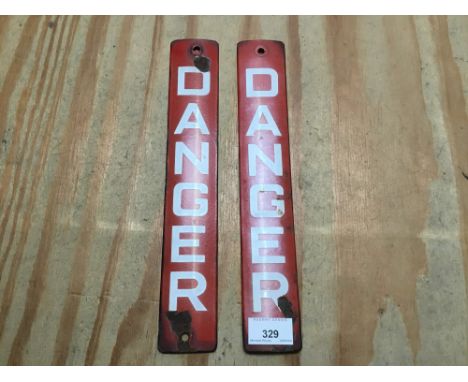 Two 1930s red and white enamel ' Danger ' signs 30.5 X 5 cm